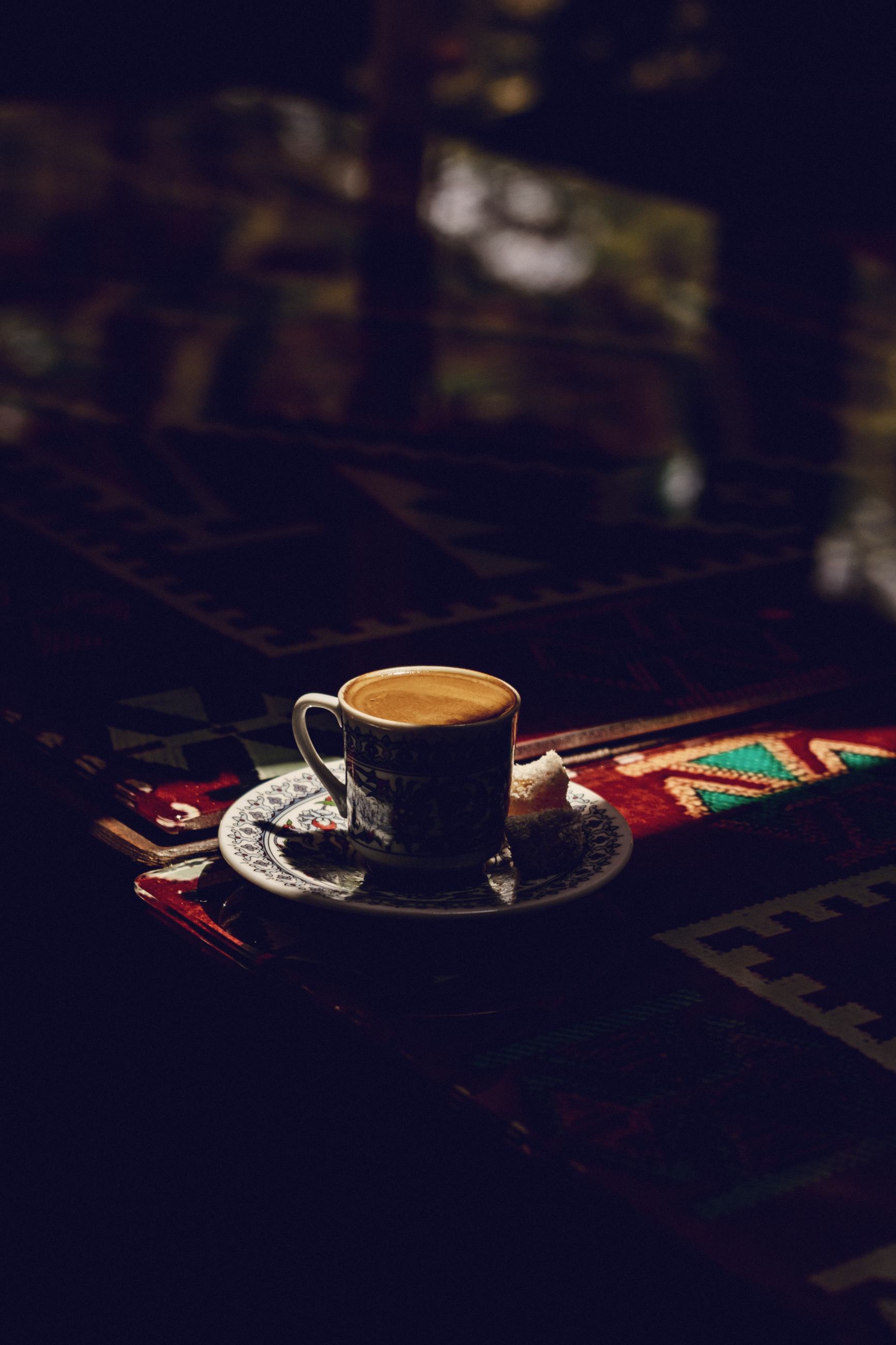 Arabic coffee on a sadu rug in a majlis