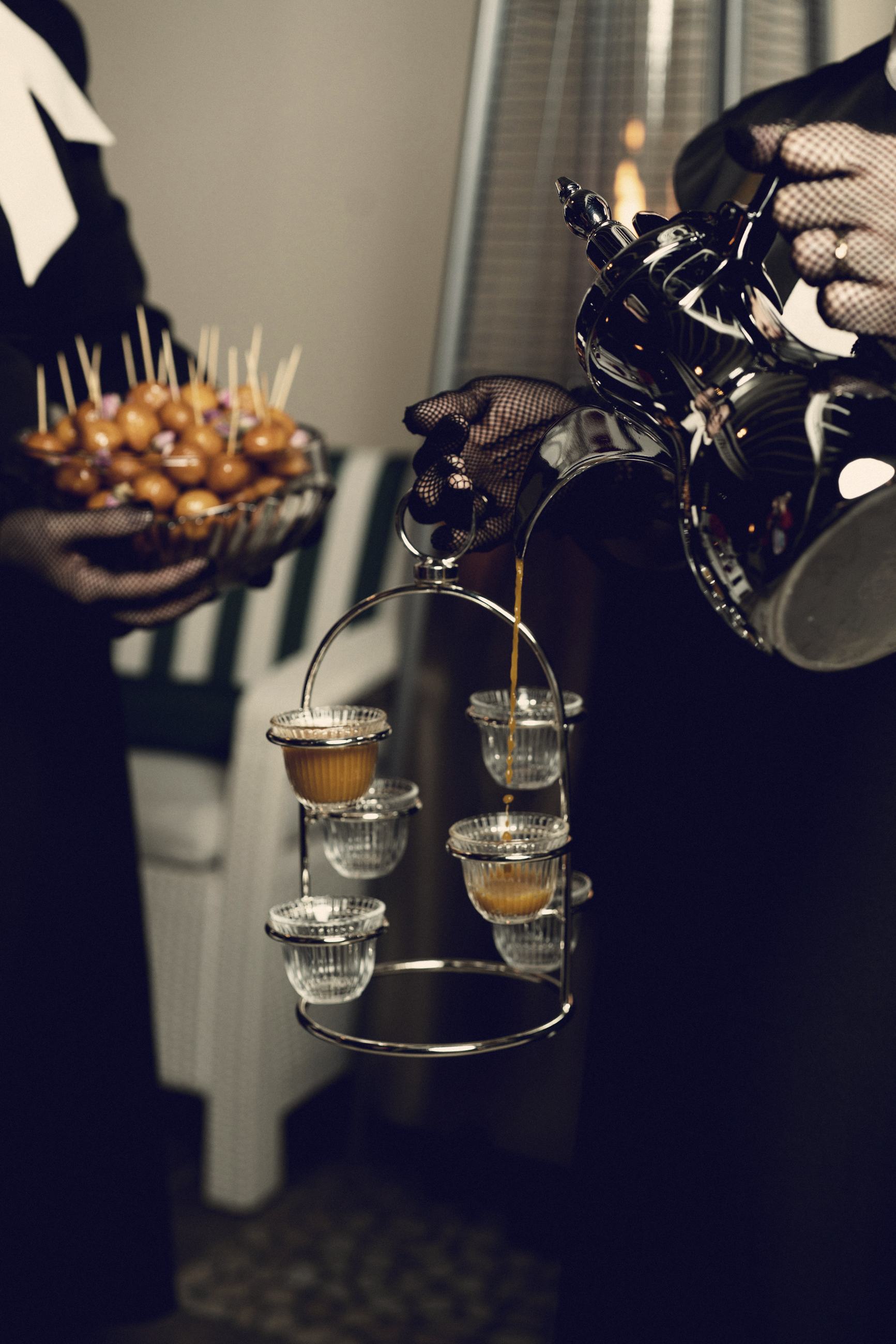 Arabic coffee poured into small cups